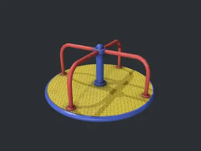 Playground Roundabout - Yellow Low-poly 3D model