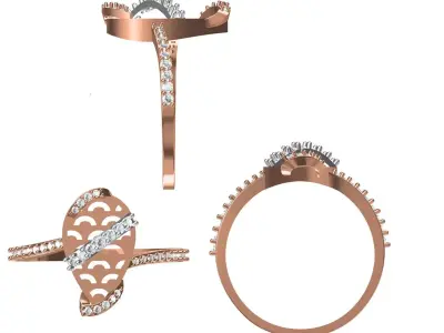 Light Weight Wedding Engagement Women Ring STL JCD Details 3D print model 11