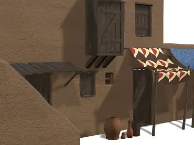 Desert 3D wall assets Low-poly 3D model