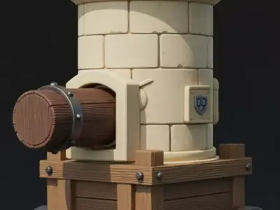 Stylized Medieval Cannon Tower 3D model