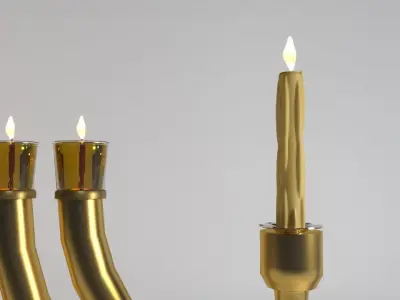 menorah gold 3D model