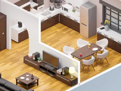 Room 40 Low-poly 3D model