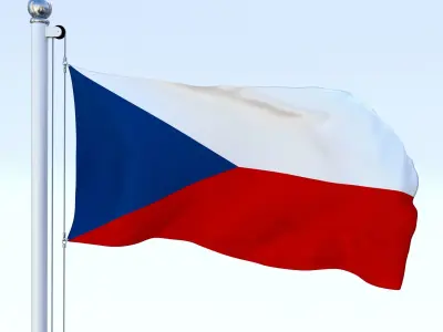 Animated Czech Republic Flag Low-poly 3D model
