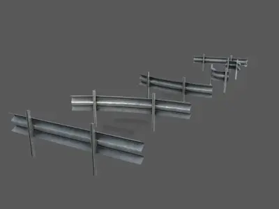 Modular Road Barriers Low-poly 3D model