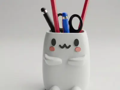 Kawaii Character Pen Holder Desk Organizer 3d printable stl 3D print model