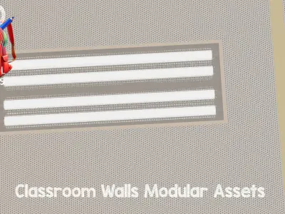 Classroom Walls Modular Assets -100 Assets-School Series Low-poly 3D model