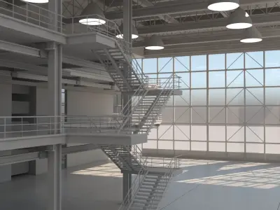 Warehouse Interior Exterior 3D model