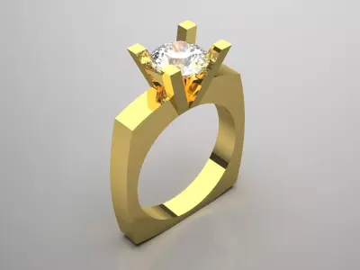 Square Solitaire Ring sr0053 3D print model