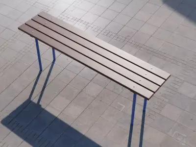 Bench Outdoor 02 Blue  Low-poly 3D model