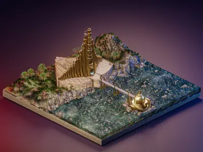 Asgard Royal Palace of Valaskjalf - Thor Low-poly 3D model