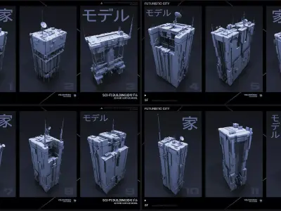 FUTURISTIC CITY Sci-Fi Buildings 3D V1 3D model