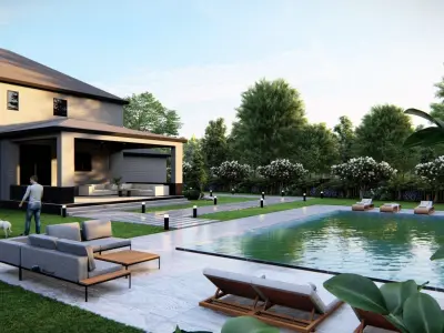  3D Exterior Scene 3D model design garden and landscape 3D model 14