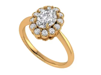 Oval Solitaire Ring 3D print model order