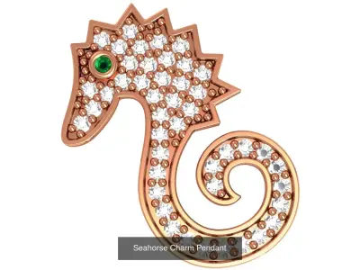 5 Seahorse Charm Pendant Necklace 3D Model Pack