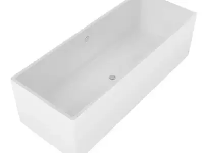 Large White Bath With Drain 3D model