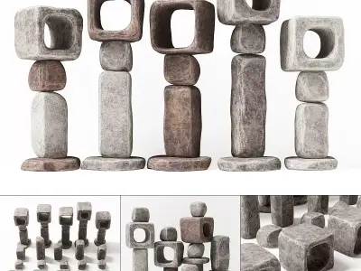 Stone cube ligt decorative n1 3D model