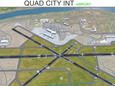 Quad City International Airport 12km Low-poly 3D model