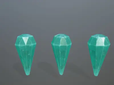 Gem Set emeralds in shapes and sizes Low-poly 3D model