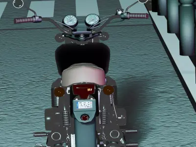 Urban Street Scene 3D Model with Props and Motorcycle Low-poly 3D model