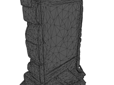 Ancient Egyptian Stone Wall with Hieroglyphs Low-poly 3D model