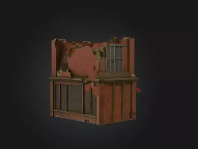Ruined Corner Shop Low-poly 3D model
