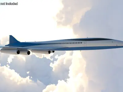 Supersonic Passenger Jet Generic Rigged for Cinema 4D 