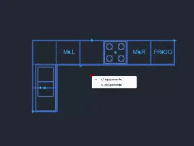 Dynamic L-Shaped Kitchen Cabinet Block - Adjustable  3D model