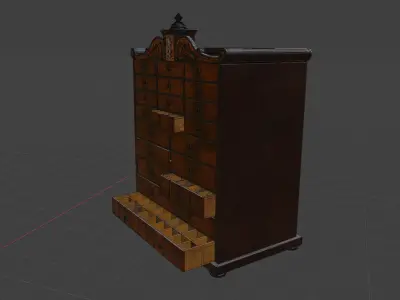 Antique Wooden Apothecary Drawer Cabinet Low-poly 3D model