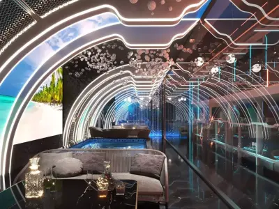 Futuristic Neon Sci-Fi Stage and LED Tunnel Lounge Environment 3D model