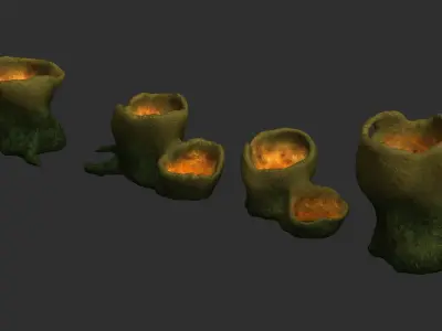 Alien Tubes - Green Low-poly 3D model