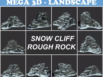 Low poly Snow Cliff Rough Rock 210404 Low-poly 3D model
