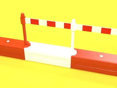 White and red plastic road barriers Low-poly 3D model