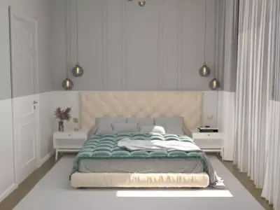 loft room in beige colors 3D model