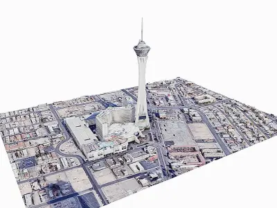 The Strat Tower - Las vegas -  Stratosphere Low-poly 3D model