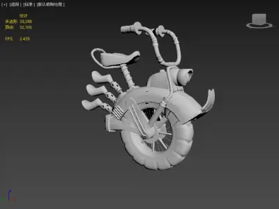 Stylish unicycle Low-poly 3D model
