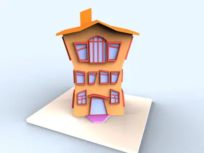 Colorfull cartoon building Low-poly 3D model