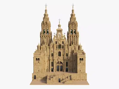 Facade of Obradoiro Santiago de Compostela Cathedral 3D model