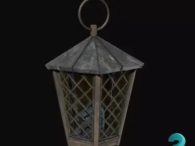 Old medieval lantern Low-poly 3D model