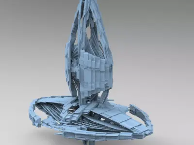 Atlantean market district tower  Low-poly 3D model