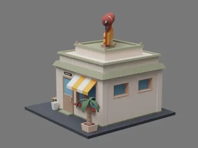 Kebab cafe Low-poly 3D model
