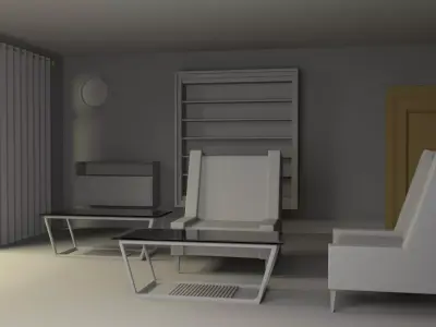 Interior model living room with furniture 3D model