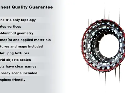 Sci-Fi Star Gates Type 03 PBR Low-poly 3D model