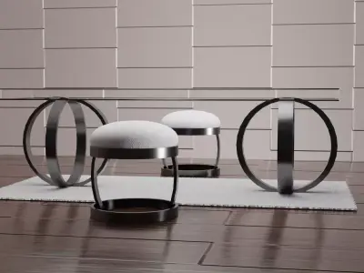 Modern dining Set Low-poly 3D model