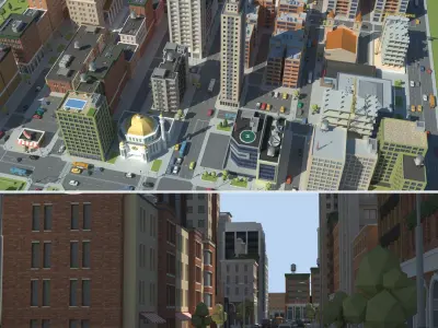  Realistic Lowpoly Simple City 