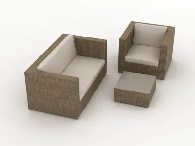 Rattan Garden Furniture Set 002 3D model