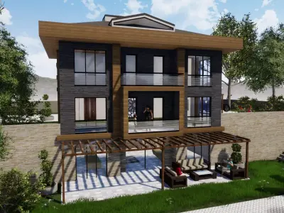 TRIPLEX HOUSE Free low-poly 3D model