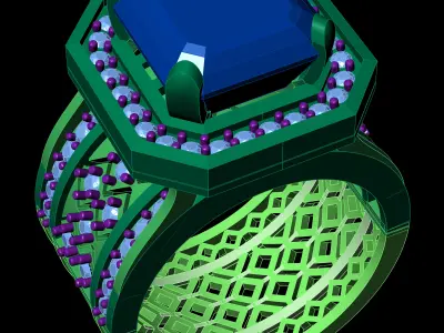 Sphear Bule Emerald Square with daimonds File 3D print model 3D print model