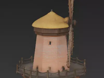 Traditional Dutch Tower Windmill 3D Model Low-poly 3D model