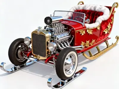 Santa Sleigh Hybrid Vehicle 3D Model Low-poly 3D model