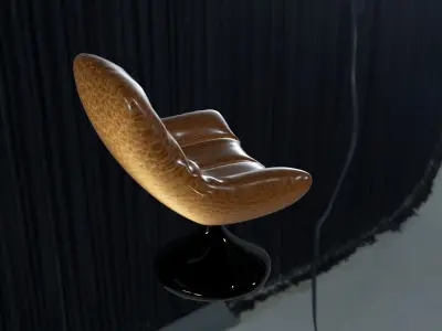 Luxurious 3D Model of Armchair with Leather Upholstery Low-poly 3D model